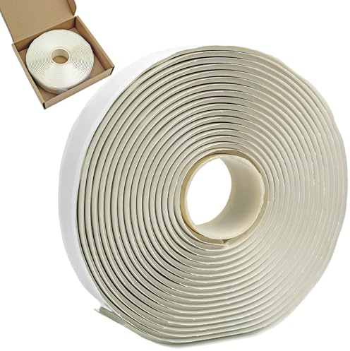 YankMooM White Butyl Seal Tape,5M/16.4Ft Waterproof Butyl Rubber Tape 20mm Wide 3mmThick for RV Repair Window Door Windshield Boat Sealing
