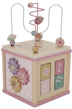 Little Dutch 7331 FSC Holz Aktivitäten-Würfel Motorikschleife - Fairy Garden rosa