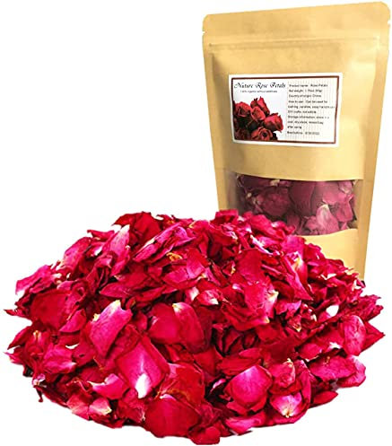 Pétales de rose rouge sec 1,75 onces/50g, vieux pétales de rose séchés naturels pour le bain, la fabrication de savon, la fabrication de bougies, les mariages, les confettis, l'artisanat de