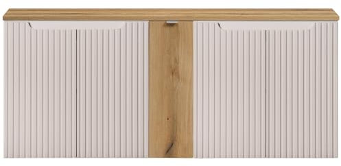 Lomadox Armoire de salle de bain, sous vasque, 140 cm, en cachemire et chêne, façade rainurée