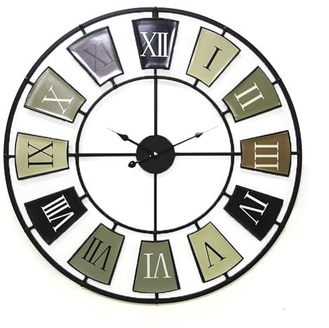 JLVAWIN Orologi Orologio da Parete Oversize da 27,5 Pollici, Orologio Vintage Industriale in Metallo Invecchiato, Orologio analogico Silenzioso a Batteria for Interni/Esterni for Soggiorno, Patio