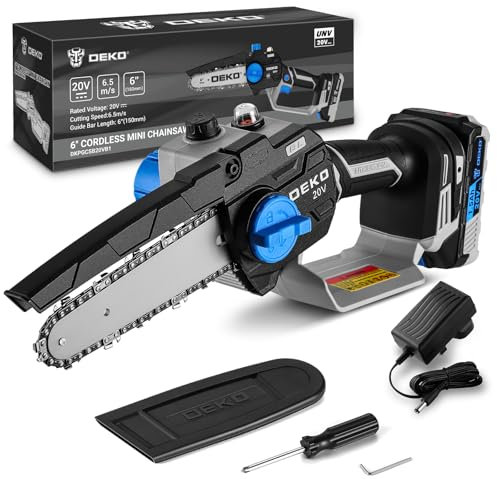 Motosega elettrica a batteria: DEKOPRO 6 pollici 2000mAh Mini Con una batteria portatile per il giardinaggio per il taglio di legno/alberi