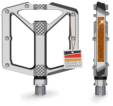 SHREDR. Shine Pedale für MTB | Hochwertige Flatpedals fürs Mountainbike | Mit Reflektoren (StVZO konform) | 2 Größen