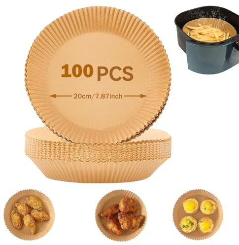 FISH DRAGATE 100 pcs carta forno per friggitrice 20cm,carta per friggitrice ad aria rotonda,teglie accessori,antiaderente carta per padella, forno, grill
