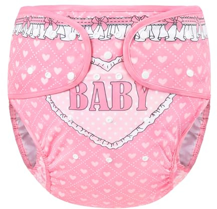 LittleForBig Waschbarer Verstellbarer Wiederverwendbarer Wasserdichter Stoffwindel Überhose Bezug für Erwachsene - Blushing Baby S