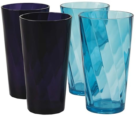 ADEPTNA 4pc Coloured Hi Ball Plastic Tumblers – 600ml Acrylic Reusable Glasses – Shatterproof, BPA-Free, Stackable & Dishwasher Safe – Ideal for Picnics, BBQs, Camping & Everyday Use