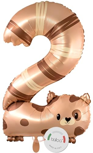 balloa Ballon en aluminium en forme de chiffre XXL - Motif chat - Ballon à l'hélium - Ballon décoratif en forme de chiffre 2 - 88 cm