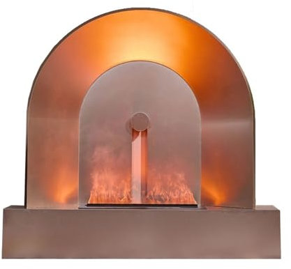 Décoration Cheminée à Vapeur d'eau 3D, cheminée électrique décorative dorée arquée avec Flamme atomisée réaliste Salon