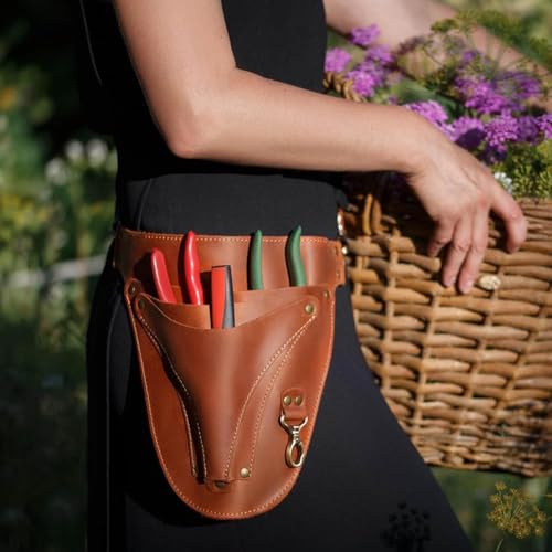 PU Leather Garden Tool Belt, Tool Belts for Men, Womens Tools Belts, Gardening Presents for Women, Functional Tools Organizer For Pruning & Weeding (B, 25x30cm)