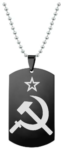 fycouyee Personalità e creatività Esercito Rosso Sovietico falce martello modello ornamento collana portachiavi in acciaio inox