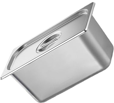 Gissroys Acciaio inossidabile Ristorante Grado 1/3 Dimensioni Padella Con Coperchio Per Igienico Manipolazione Alimentare Multiuso Vasca In Metallo Contenitore Vasca In Acciaio Inox