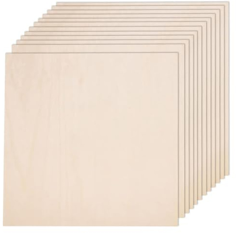 Eieenotee Tablero de Tilo, Hoja de Tilo Contrachapado, Tablero de Madera Artesanal Liso para Corte por, Modelo de Construcción de Bricolaje 30x30x0,3 cm