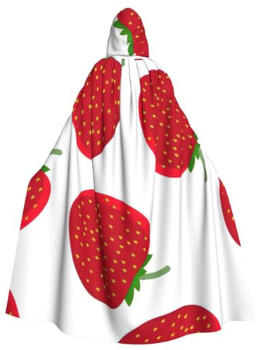 EdWal Capa con capucha unisex para adultos, con estampado de fresas, bata con capucha, para disfraces de Halloween y cosplay