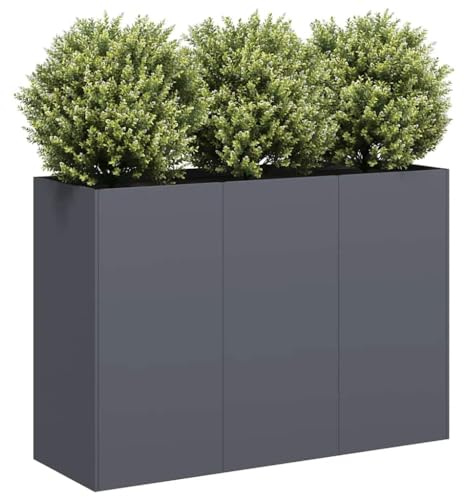 Jardinière en Acier Laminé à Froid, Grand Modèle avec Fond Ouvért, Pot de Fleur Exterieur et Jardiniere Balcon, Design Moderne, pour Jardin, Terrasse, Balcon, Couleur Anthracite, 120 x 40 x 80 cm