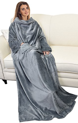 Catalonia Classy Wearable Blanket with Sleeves, Warm Soft Fleece TV Snuggle Blanket with Arms for Sofa Couch, Cozy Sleeved Throw Christmas Gift for Women Wife Man, 185 x 130 cm