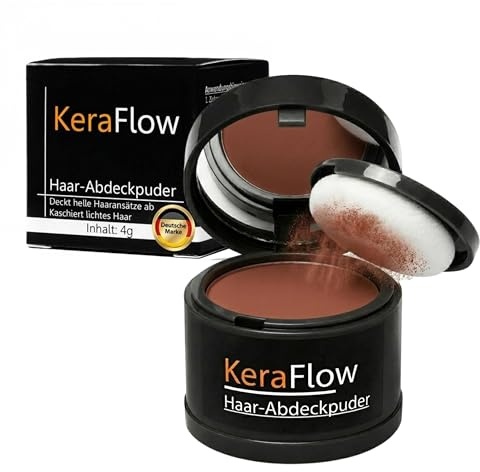 KERAFLOW ANSATZPUDER 4 g – hårpuder för grått hårfäste – rödbrun | Hårconcealer för omedelbar hårkomprimering - färg för naturlig volym
