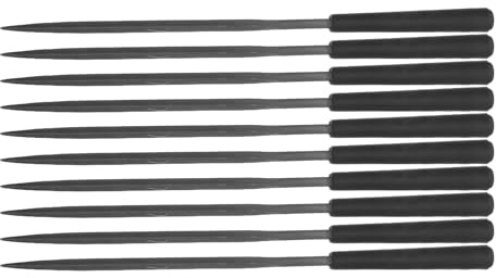 Gadpiparty 10 Pezzi Set da 10 Lime Triangolari in Acciaio Temprato 3x140mm per Limatura Precisa Metalli Impugnatura Ergonomica, Utensili Manuali per Lavorazione Metalli, Modellatura e