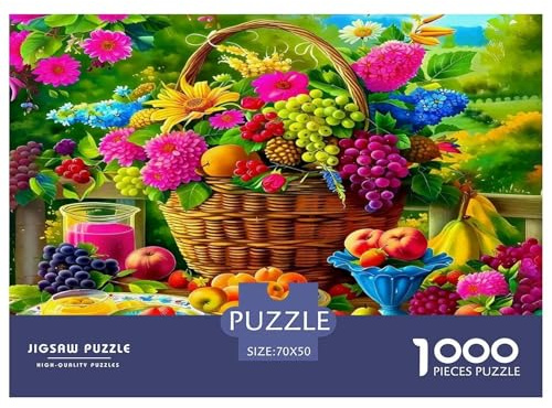 Puzzle 1000 Teile Obst recyceltes Papier - Obstkorb Bunte Blumen schwieriges Spiel Geschenk Wanddekoration 70x50cm