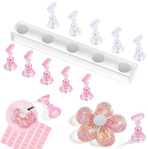 BUTBU 2 pièces Support Ongles Capsules, Support Magnétique, Présentation pour Ongles Capsules en Press On Nails, Supports Magnétique en Acrylique pour Entraînement Nail Art, avec 48 Pièces