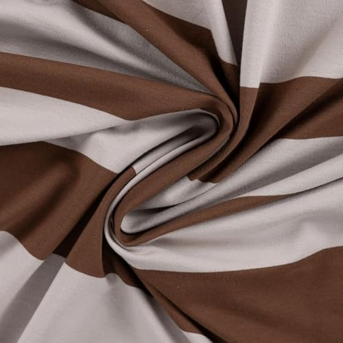French Terry Streifen Stoff – 100% Baumwolle – Ökotex Standard 100 Klasse 1 – 4 Farben – 240 g/m² – 150 cm breit – Meterware ab 50 cm – ungeraute Rückseite (sand)