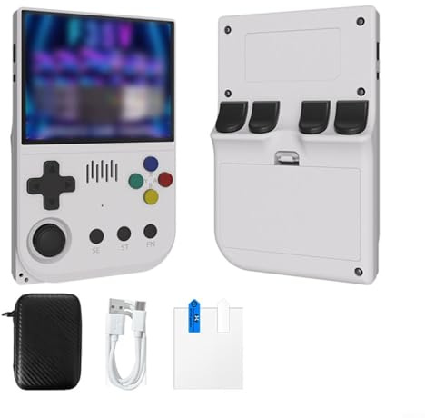 Tidgel Retro-Handheld-Spielkonsole mit über 20.000 klassischen Spielen, kompaktes ABS-Design für Reisen und tägliches Spielen, schwarz, weiß, blau, lila (weiß)