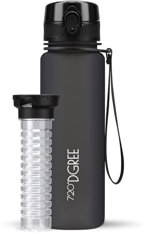 720°DGREE Kids, Sports Water Bottle “uberBottle“ - 500 ml softTouch +Fruit-Infuser - BPA-Free Tritan, Leakproof, Reusable Drinking Bottle - Waterbottle for Children, School, Gym, Fitness, Running