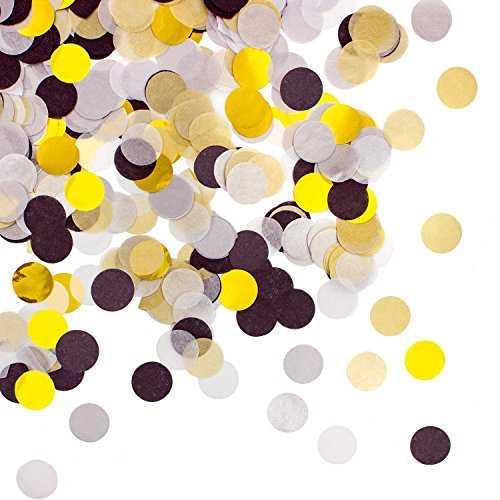 Oblique Unique® Papier Konfetti Schwarz Gold Grau Weiß Tisch Deko Streu Dekoration für Geburtstag Feier Party Hochzeit JGA Jubiläum