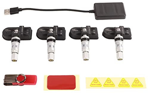Keenso Auto USB TPMS Kit, Auto Reifendruckkontrollsystem TPMS Interne Sensoren USB -Reifendrucksensor System Ersatz für Android Auto Navigation Display