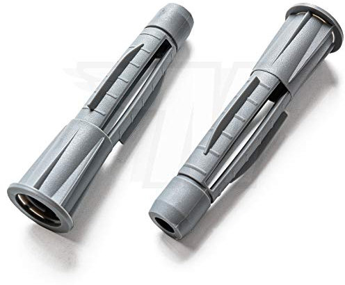 20x Universal Dowels for Solid Building Material Hollow Building Material Red/Grey with Collar, Grey