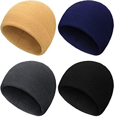 SATINIOR 4 Pcs Skull Caps Fleece Warm Beanie for Men Women M 4Color