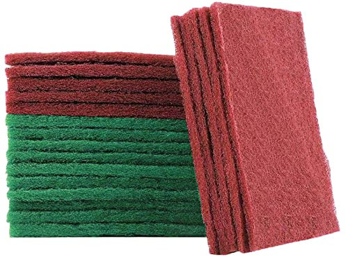 Spugnette Abrasive,OSUTER 20PCS Spugna di Pulizia Nylon Smeriglio Multi-purpose Spugne Abrasive per Cucina(verde e rosso)