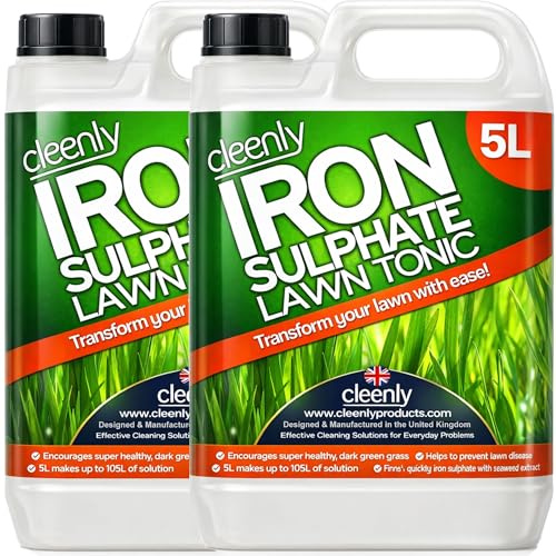 Cleenly Iron Sulphate Lawn Tonic Liquid - Transforms Lawns, Hardens Turf and Greens Grass - Helps to Prevent Lawn Disease and Fungal Attacks (10 Litres)