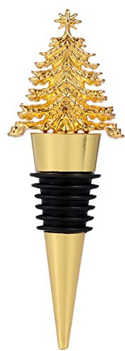 DOITOOL Tapón de botella de vino de Navidad, tapón reutilizable para bebidas de árbol de Navidad, botella de corcho, herramientas para fiestas, bodas, cumpleaños (dorado)