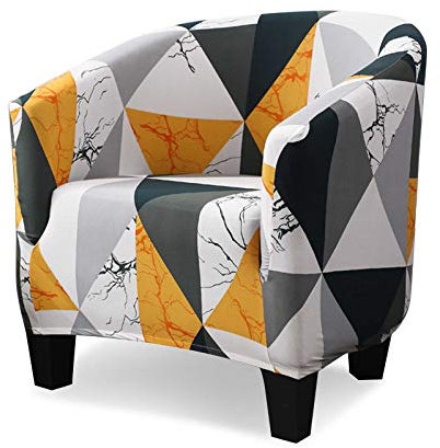 VanderHOME Tub Stuhl Sessel Sesselbezug Sesselhussen Stretch Elastisch Sofahusse Clubsessel Jacquard Sofahusse Husse für Cafe Stuhl Sessel Loungesessel Cocktailsessel gelbes Puzzle