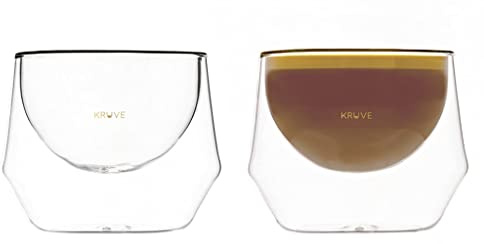 KRUVE IMAGINE Coffee Cups - Handcrafted Double-Wall Glass Cups (Set of 2, (50oz/150ml) - Perfect for Latte Art & Espresso - Durable Borosilicate Glass - Ideal Gift for Coffee Mugs Lovers - Cortado