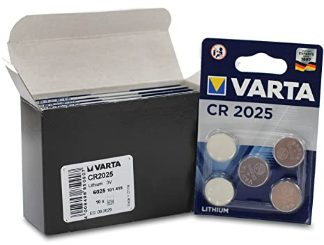 VARTA Batterien Electronics CR2025 Lithium Knopfzelle 3V Batterie 50er Pack Knopfzellen in Original 5er Blisterverpackung
