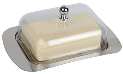 luckxuan Mantequera Caja de Mantequilla de Mantequilla de Mantequilla de Acero Inoxidable Trans Bandeja de guardería de Almacenamiento de Servidor con Tapa de Cocina Mantequillera