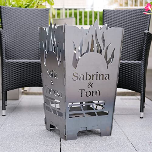 Stahlkunst Stahl Feuerkorb Excellence mit Wunschnamen personalisierbar