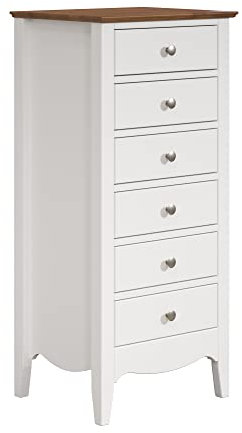 Inter-Furn Kommode 6 Schubkästen, Holz, Weiß/Braun, 50 x 110 x 42 cm