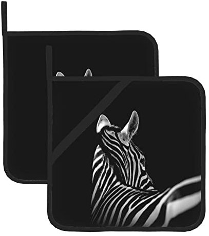 Set di presine zebrate bianche e nere (set da due pezzi): 20,3 x 20,3 cm di spessore e resistente isolamento termico antiscottatura