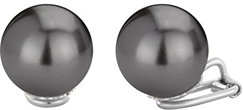 Traveller Ohrclip - Damen - Silberfarben - Perle - 14 mm - Schwarz - Platiniert - 718114