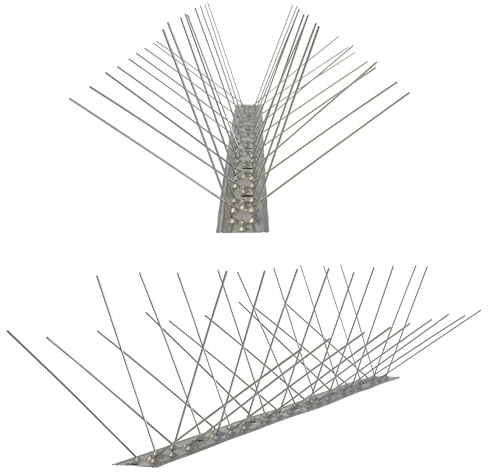 3 Meter (6 x 0,5m) Taubenspikes 4-reihig auf V2A-Flexleiste - hochwertige Lösung für Vogelabwehr Taubenabwehr Edelstahl Spikes