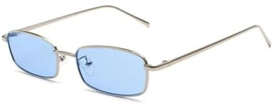 WDZAYXC Klassische Rechteckige Sonnenbrille Retro Schlanke Metallrahmen Gläser Vintage Rechteck Candy Farbe Sonnenbrille