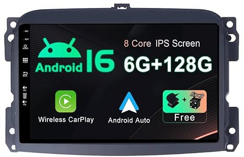 BXLIYER - [6GB+128GB] - Android 16 IPS Autoradio Per FIAT 500L (2012-2016) - Senza fili CarPlay/Android Auto - LED Camera + MIC - DAB Fast-boot Volante 360-Camera WIFI DSP 4G - 2 Din 10.1 Pollici