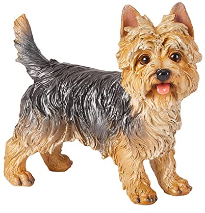 MBROS Statues de Jardin d'animaux, Statue de Yorkshire Terrier en résine Ornements de Chien de Simulation Statue de Chien Salon Ameublement Décorations de Jardin en Plein air