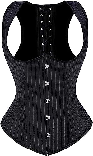 KSHUN Women's Steampunk Gothic Waist Cincher Underbust Corset Black Small