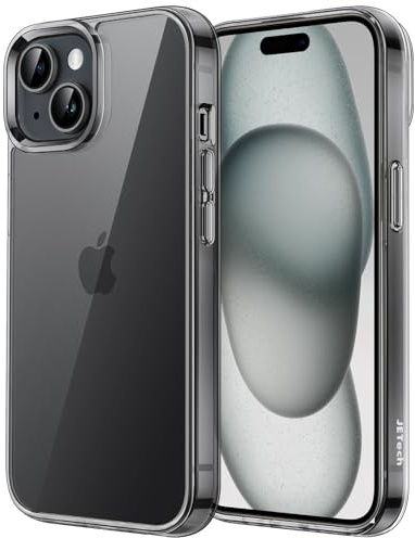 JETech Hülle für iPhone 15, Anti-Vergilbung, Schwarz | Stoßschutz, Kratzfeste Harte PC-Rückseite, Robuster Transparenter TPU-Rahmen