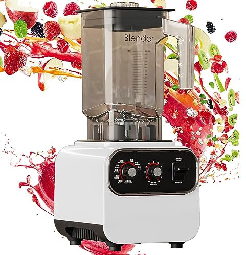 1600W Automatic Program Professional Commercial Blender Mixer Juicer Food Processor Ice Smoothies (Color : White, Size : 220V)