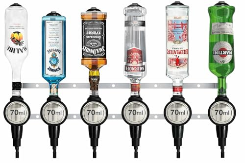 Chabrias Ltd Professional 6 Wall Bar + 70ml Spirit Optics – UK-Made Government-Stamped Liquor Dispenser Rail – Heavy-Duty All-Metal Wall-Mounted Bar Optics System