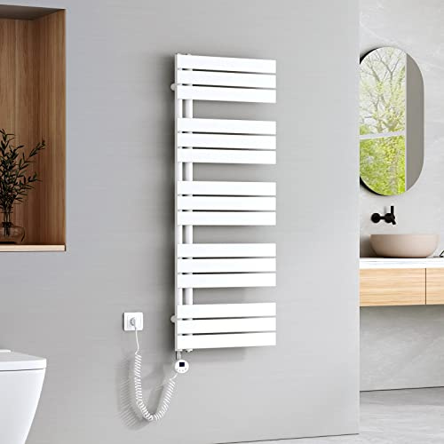 EMKE Scaldasalviette elettrico con wifi termostatato,1320x500 mm,Bianco | Pannello asciugamano elettrico con asta di riscaldamento con timer,800W